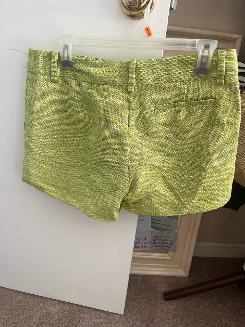 Trina Turk Lime Green Textured High-Waist Shorts